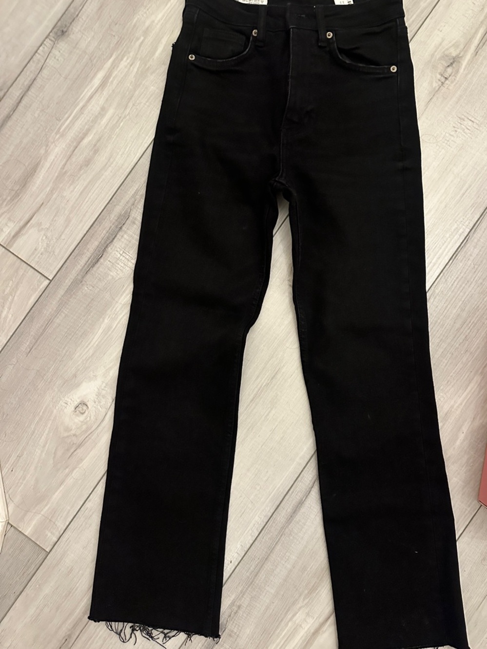 Zara size 0/2 straight leg raw hem jeans. Some stretch